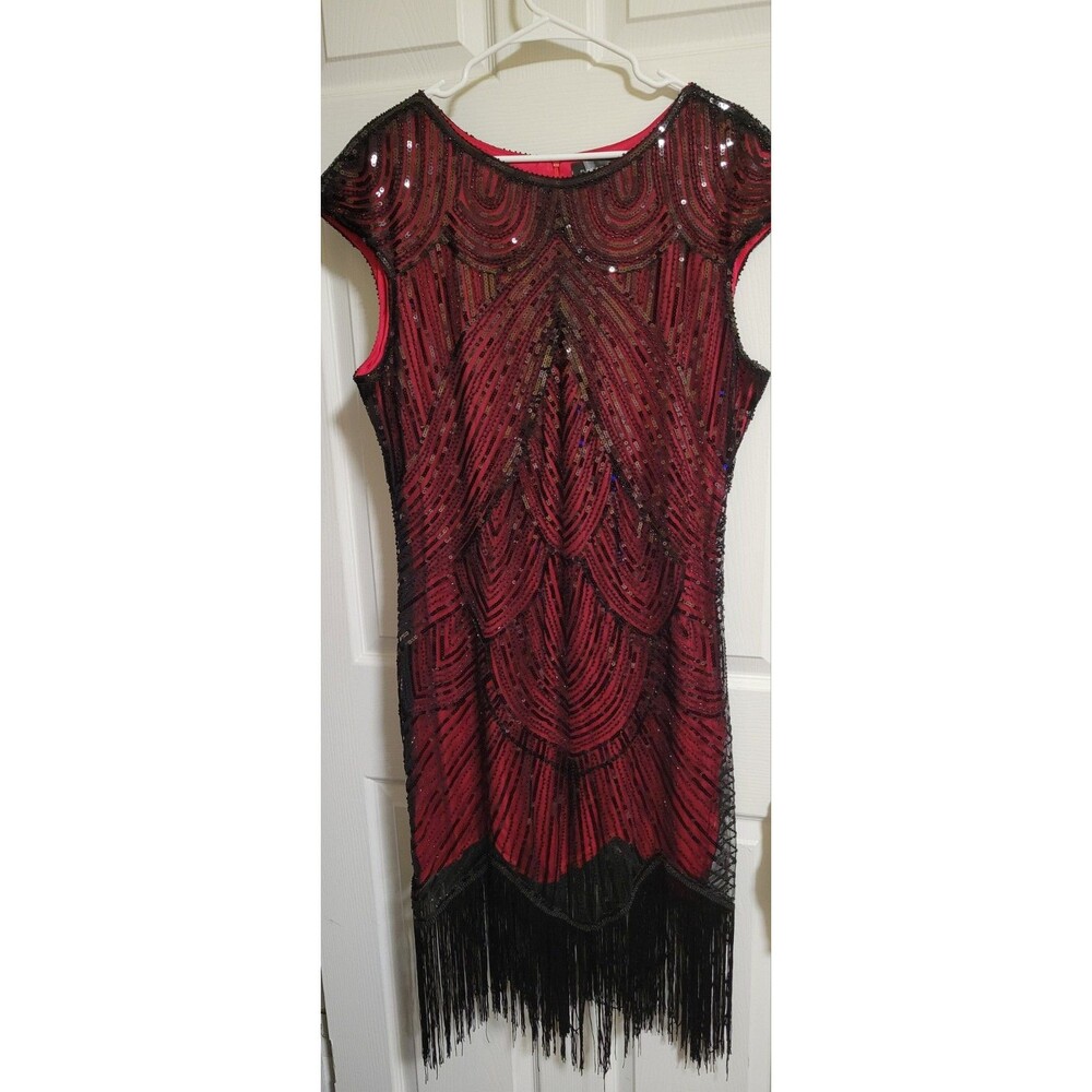 1920s Style Flapper Fundaisy Great Gatsby Dress Costume Sequin Beaded Size 3XL